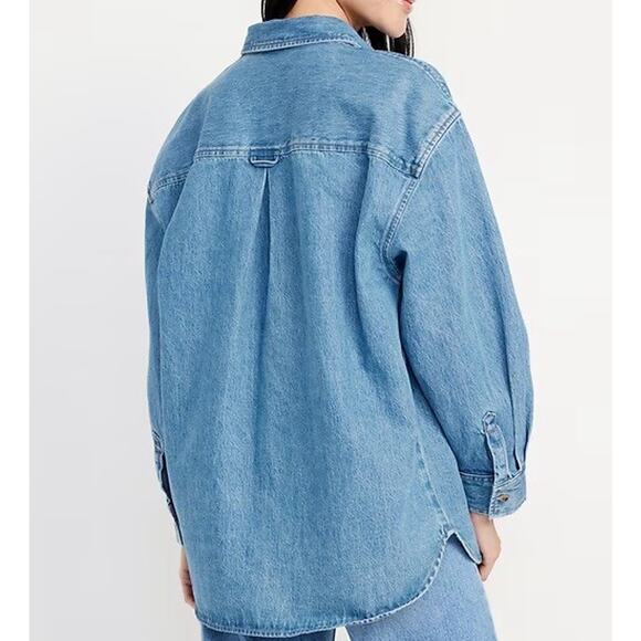 Old Navy Women’s Large Tall Oversized Boyfriend Denim Shirt NWT - Picture 5 of 6